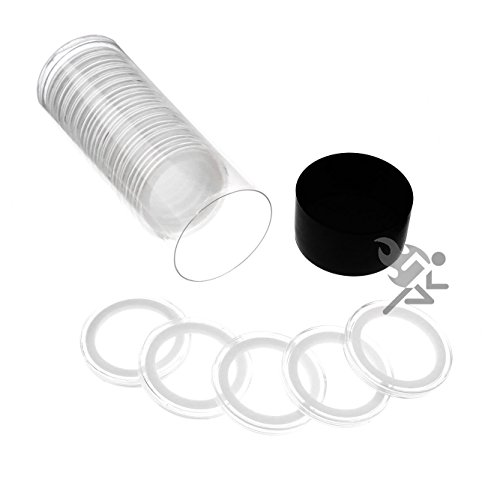Black Lid Capsule Tube & 20 Air-Tite 32mm White Ring Coin Holders for 1oz Gold Eagles