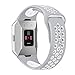 bayite Soft Silicone Sport Bands Compatible Fitbit Ionic Replacement Band Perforated Breathable Accessories Wristband Women Men Gray/White