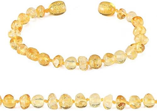 Baltic Amber Bracelet for Adult - 10 Colors - Large 8in 20cm (Lemon)