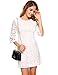 Zeagoo Women's 3/4 Sleeve Lace Cocktail Party Dress (Large, White)