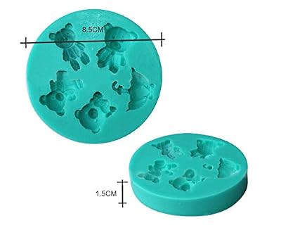 Easting DIY Silicone Mold Tray 5-cavities Adorable Cute Little Bear Shape Chocolate Sugar Ice Cake Candy Baking Mold Decorating Silicone Cube Craft Fondant Mold
