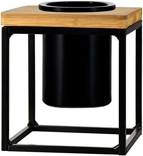 Couronne Co. Classic Pablo Cube Tabletop Planter Vase/Candle Holder, 5 Inches Tall, Frame/Black Matte Glass, M260-201-95
