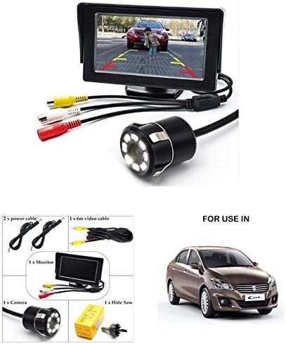TS Retailer Parking Assistance 4.3 Inch TFT LCD Monitor with 8 LED Night Vision Car Reverse Camera Combo for Universal Car Model