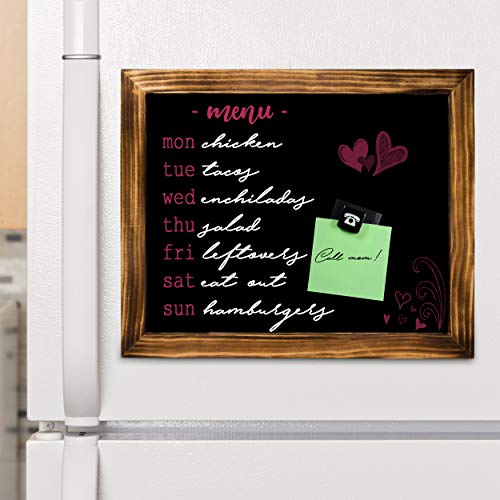 TenXVI Designs 18"x22" Freestanding and Hanging Vertical or Horizontal Magnetic Rustic Chalkboard Sign with Removable Legs for Weddings, Restaurants and Home Decor - Torched Wood