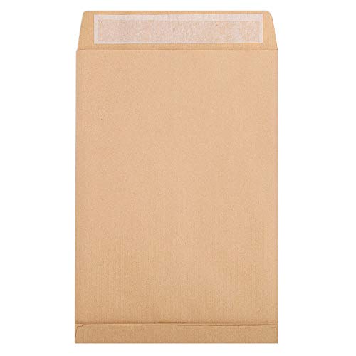 Clairefontaine 17458C - Caja de 250 bolsas de papel kraft marrón E4-280x400 mm con fuelle de 30 mm - Autoadhesivas - 120 g/m²