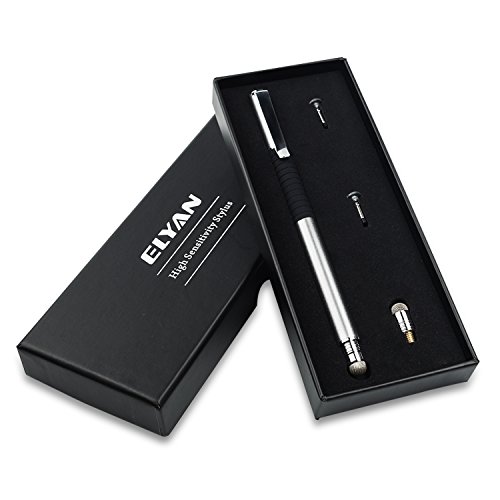ELYAN Capacitive Stylus Pen,Disc Tip & Fiber Tip 2in1 Series, High Sensitivity & Precision styli Pens, Universal for Tablet and Touch Screens Devices (Space Grey)