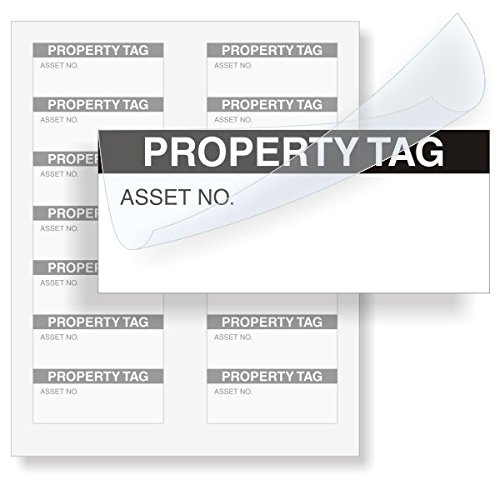 MyAssetTag "Property Tag" Label | 1.5" x 0.625" Polyester with Clear Flap, Pack of 140