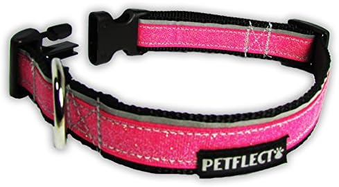 Petflect Glitter Reflective Collar, Pink, Large