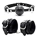 Open Breathable Mouth Ball and Soft Fur Leather Handcuffs