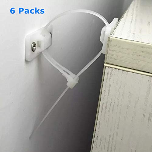 6 Sets Anti-Tilt Furniture Anchor/TV Straps Kits, Adjustable for All Flat Screens and Cabinets, Child/Baby Proofing for Dresser Bookshelf and More to Keep Baby Pet from Dumping Furniture