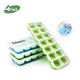 Ice Cube Trays, Silicone Ice Cube Tray with Lids BPA Free, Easy Release Large Cubes Best Ice Trays with No Spill Cover Flexible and Reusable (4 Pack)
