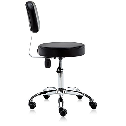 Dr.lomilomi Multi-adjustable Hydraulic Rolling Medical Massage Stool Chair with Backrest 501 (Black)