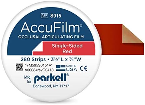 Accu Film I - Red. Single-Sided .0008" (21 microns) Articulating Film. 280 strips (3-1/2" x 7/8")