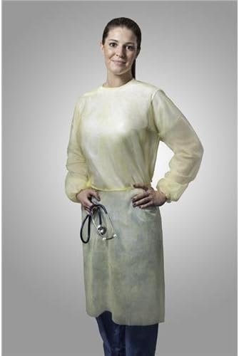 Tronex 550035Y Classic Fluid-Resistant Spun Bond Isolation Gown with Elastic Cuff, XL, Yellow (Pack of 50)