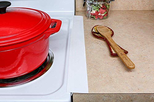 Silicone Kitchen Stove Counter Gap Cover Long & Wide Gap Filler (2 Pack) Seals Spills Between Counters, Stovetops, Washing Machines, Oven, Washer, Dryer | Heat-Resistant and Easy Clean (White)