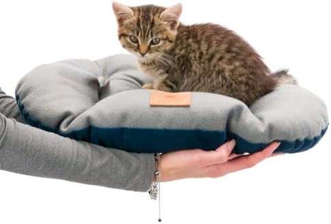 Almofada Stuart 45/2 para cães e gatos, dupla face, tweed e veludo macio, lavável, azul, XS