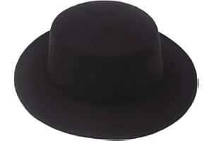 QUUPY Fashion Wool Blend Fedora Hat Wide Brim Church Flat Top Church Derby Cap for Men Women Black