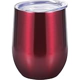Skylety 12 oz Double-insulated Stemless Glass Wine Tumbler, Stainless Steel Tumbler Cup with Lids for Coffee, Drinks, Champagne, Cocktails (Wine Red)