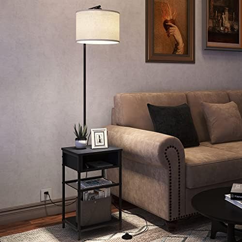 Floor Lamps with Table, End Table Lamp Attached Upgraded Long Cord Foot