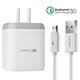 Fast Wall Charger Compatible Samsung Galaxy S6 S7 Edge Plus Active, Quick Charge USB Travel Charger and Micro-USB Cable Charging Galaxy S6 /S7,Note 5 4,Nexus 7/6/5,HTC,LG and More