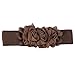 Women's Fashion Flower Elastic Stretch Waist Belt Wide Stretch Waistbands (Brown)