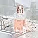 mDesign Square Glass Refillable Liquid Soap Dispenser Pump Bottle for Bathroom Vanity Countertop, Kitchen Sink - Holds Hand Soap, Dish Soap, Hand Sanitizer, Essential Oils - 2 Pack - Clear/Rose Gold
