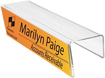 8-1/2" x 2-1/2" Cubicle Sign Holder & Name Plates 8-1/2" Wide x 2-1/2" high x 3" deep Hook - PNH085025030 (40 Pack) - Cubicle Name Plates by Plastic Products Mfg.