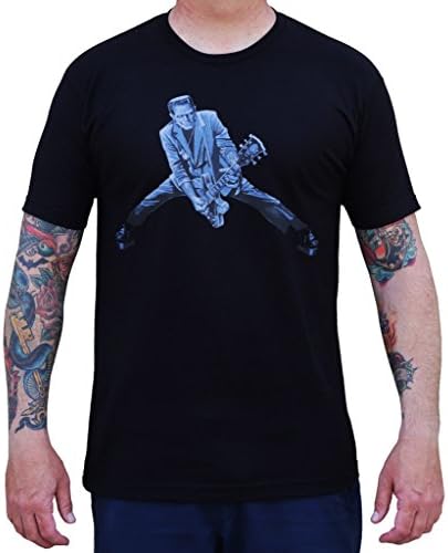 Black Market Art CompanyMen's Rock n Roll Monster by Mike Bell Frankenstein Guitar Music Black T-Shirt