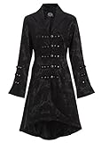 Womens Black Brocade Gothic Steampunk Floral Jacket Coat