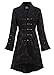 Womens Black Brocade Gothic Steampunk Floral Jacket Coat