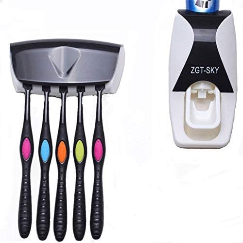zgt sky Automatic Toothpaste Dispenser, Toothbrush Holder, Bathroom Products Wall Mount Rack, Bath Set Toothpaste Squeezers