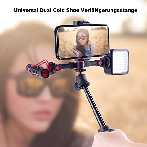 MOSHUSO Universal Dual Cold Shoe Extension Mount with 1/4 Shoe Adapter