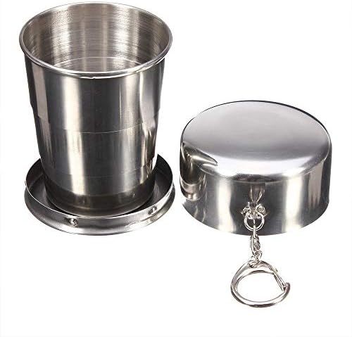 EXMART Portable Collapsible Cup Stainless Steel Portable Folding Metal Cups Mug for Excursion Outdoor Travel Camping Picnic