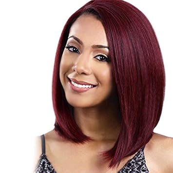 Peluca De Pelo Corto Con Flequillo Lateral Sin Pegamento