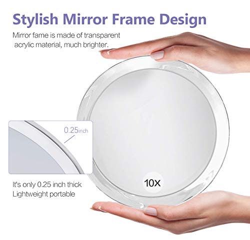 10X Magnifying Mirror Suction Cups, Bathroom Round Vanity Mirror for Precise Makeup, Tweezing Blackhead/Blemish Removal (6 Inch)