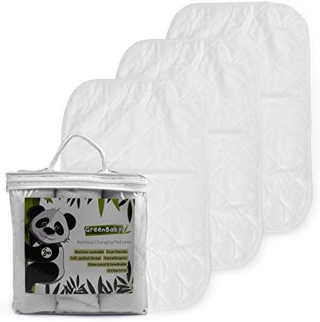 (3-Pack) Large Softest Premium Bamboo Changing Pad Liners 15.7" X 27.5" - Waterproof, Hypoallergenic, Antibacterial, Quilted, Washer &amp; Dryer Friendly
