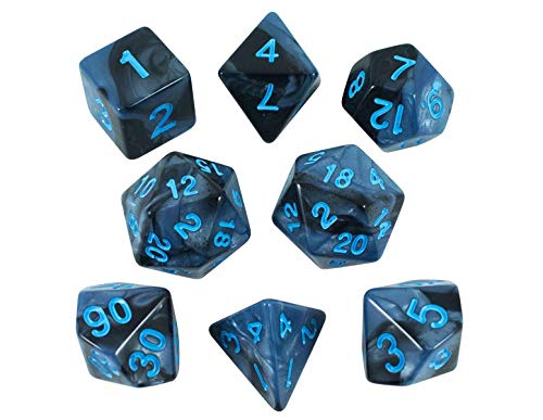 Paladin Roleplaying Gray and Blue Dice - Expanded DND Set with Extra D20 - 'Storm Lord'