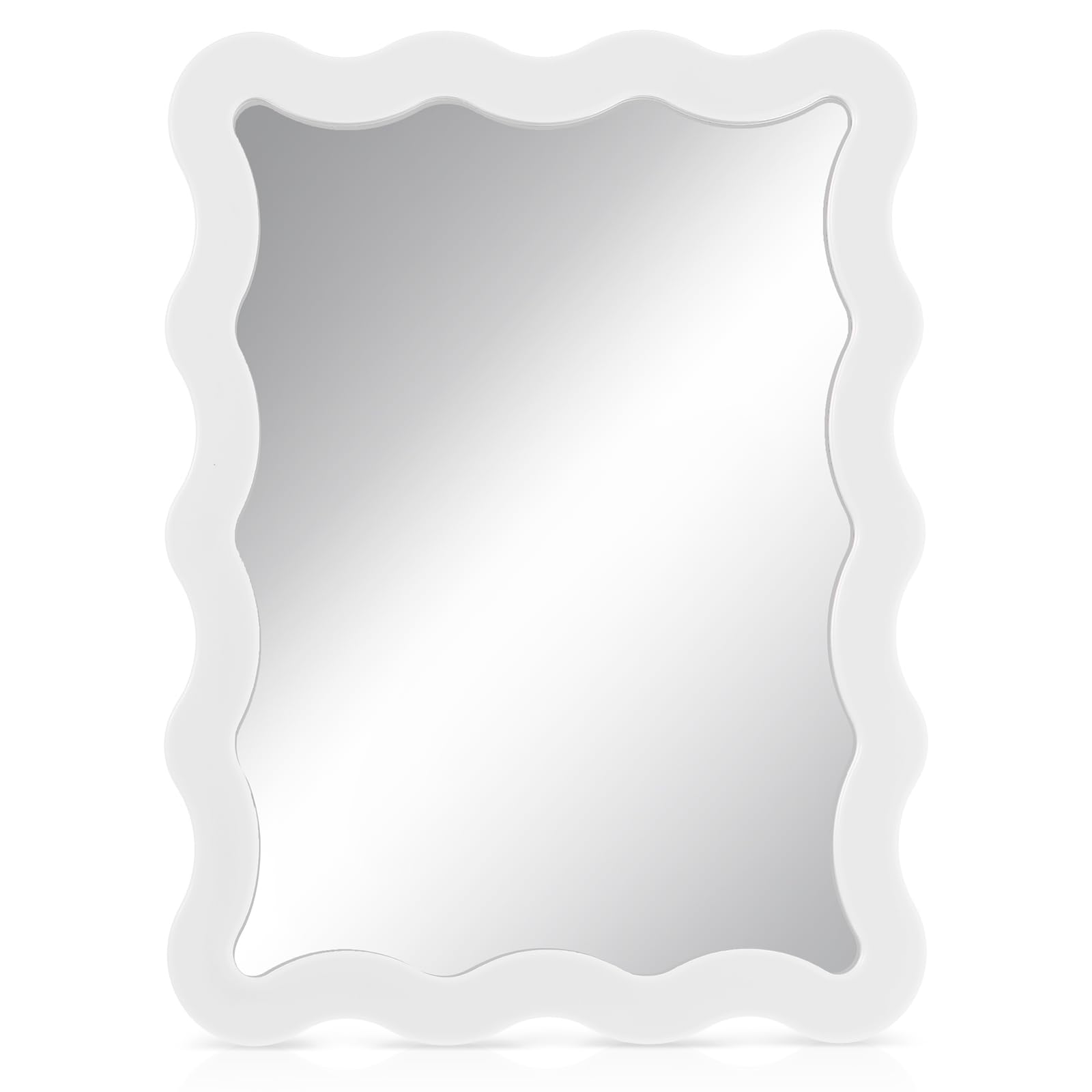 Photo 1 of Leinuosen Scalloped Magnetic Locker Mirror 5''x7'' Small Real Glass Makeup Mirror with Magnetic Backing Cute Locker Decorations for Office Cabinet Lockers Accessories(White)