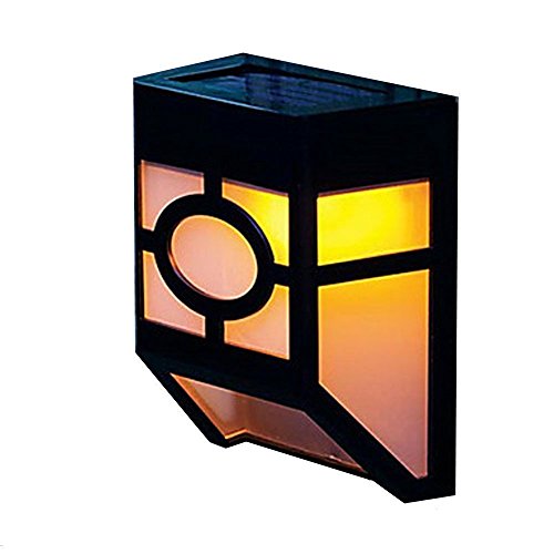 KAPATA Wall Mount 2-LED Mission-Style Solar Deck Accent Lights Warm White for Home Light Outdoor Landscape Garden Fence Lamp (Warm White)