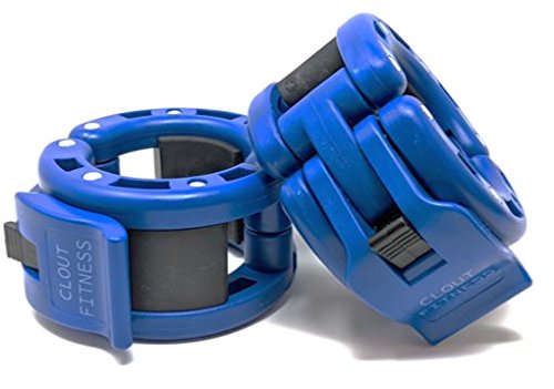 PRO Premiere Quick Release Pair of Locking 2" Olympic Size Barbell Clamp Collar by Clout Fitness (Blue 2-Pack)