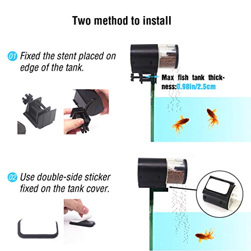 Boxtech Automatic Fish Feeder Aquarium Tank Timer Fish Feeder Two 1.5V Battery Operated