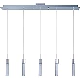 ET2 E22774-91PC Fizz IV Bubble Glass Cylinder LED Linear Pendant Ceiling Lighting, 5-Light 37.5 Watts, 12" H x 39" L, Polishe