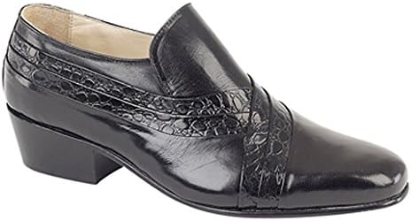 Montecatini Mens Leather Cuban Heel Shoes/Black Leather Slip On