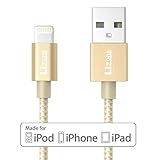 Lizone® 6ft USB Cable with Lightning Connector [Apple MFi Certified] for iPhone 6s 6s Plus 6 6 Plus 5s 5c 5, iPad Pro Mini Air iPad5, iPod and More (Nylon Braided-Gold)