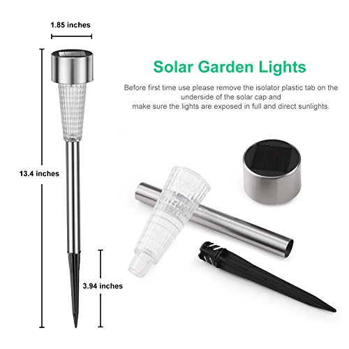 Sunwind Solar Pathway Lights Outdoor, Solar Lights Outdoor 12 Pack Solar garden Lights Stainless Steel Waterproof for Lawn, Yard, and Driveway (Silver)