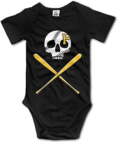 DIMOG Skull Baseball Bat Baby's Snap-Up Romper Jumpsuit Black
