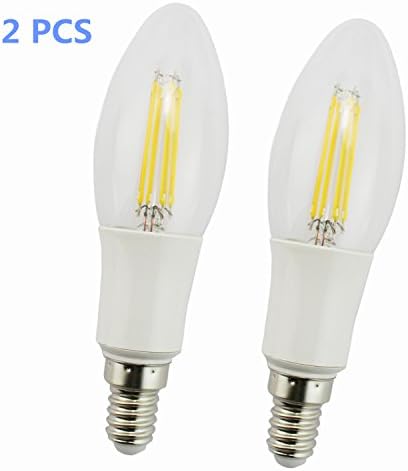 RUICAIKUN Energy Saving 4-Watt LED Filament Candelabra Light Bulb Soft White 2700K Torpedo Tip Exact Equivalent to Standard 60W Incandescent Chandelier Bulb(85-265V)pack of 2 (Milk White, Torpedo Tip)