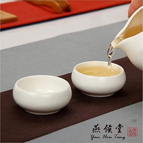Yan Hou Tang Chinese Ceramic Sake Tea Cup Porcelain Tiny Slim White Cyan Clay 45ml 1.6 Oz - 6 Japanese Teacups Set for Drink Matcha Wine Korean Anniversary Traditional Ceremony Handcrafted Gift Box