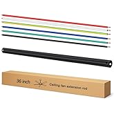 Feylan 36 Inch Ceiling Fan Downrod with UL Wires, Matte Black, 1-Inch Diameter, Unthreaded