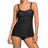 HAOMEILI Womenâ€™s Summer Swimwear Two Pieces Tankini Set Bikini Bottoms Swimsuit